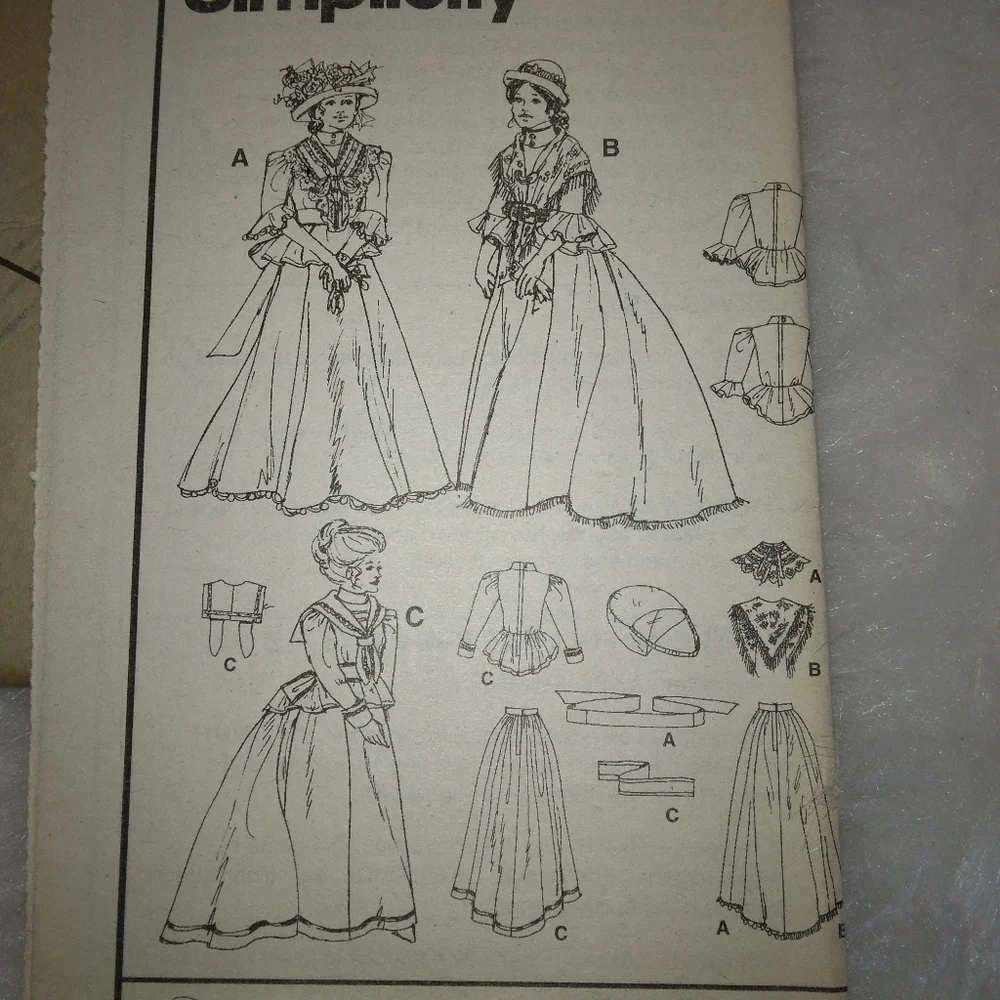 SIMPLICITY 8375 Sz 6-10 Edwardian style top, skirt, shawl, belt
